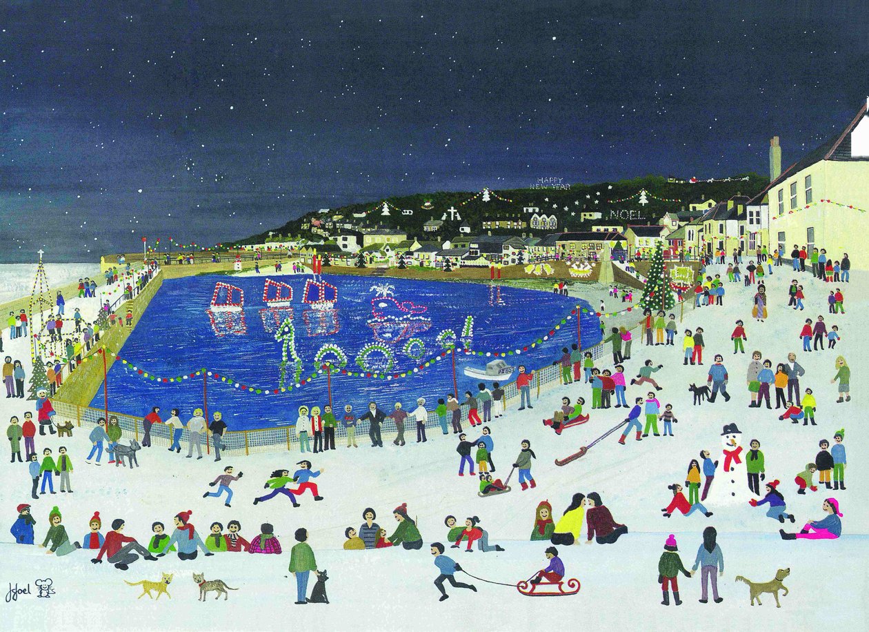 Mousehole Harbor Lights, 2009 (Gouache på papper) av Judy Joel