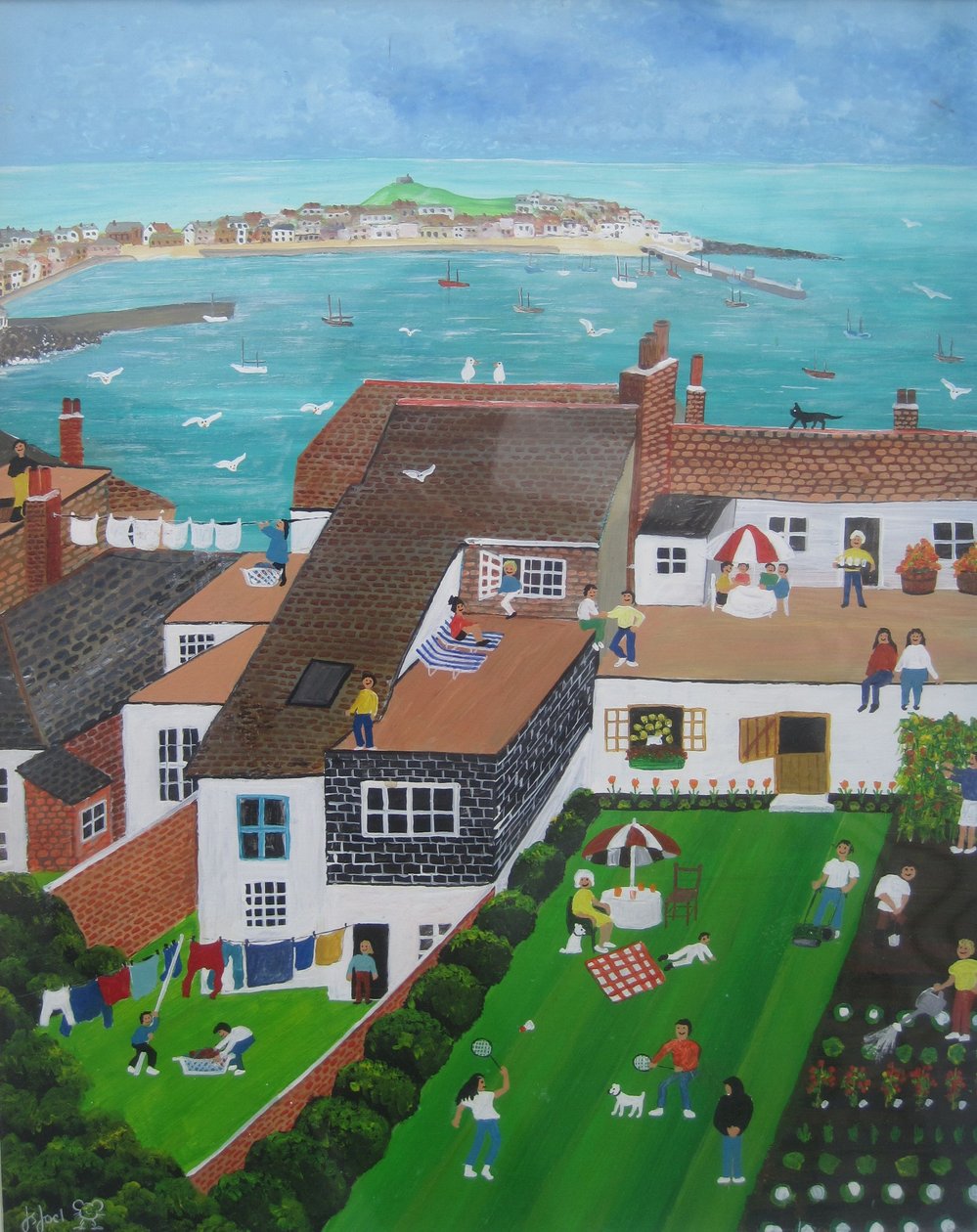 St Ives, Cornwall, 2008 (akryl ombord) av Judy Joel