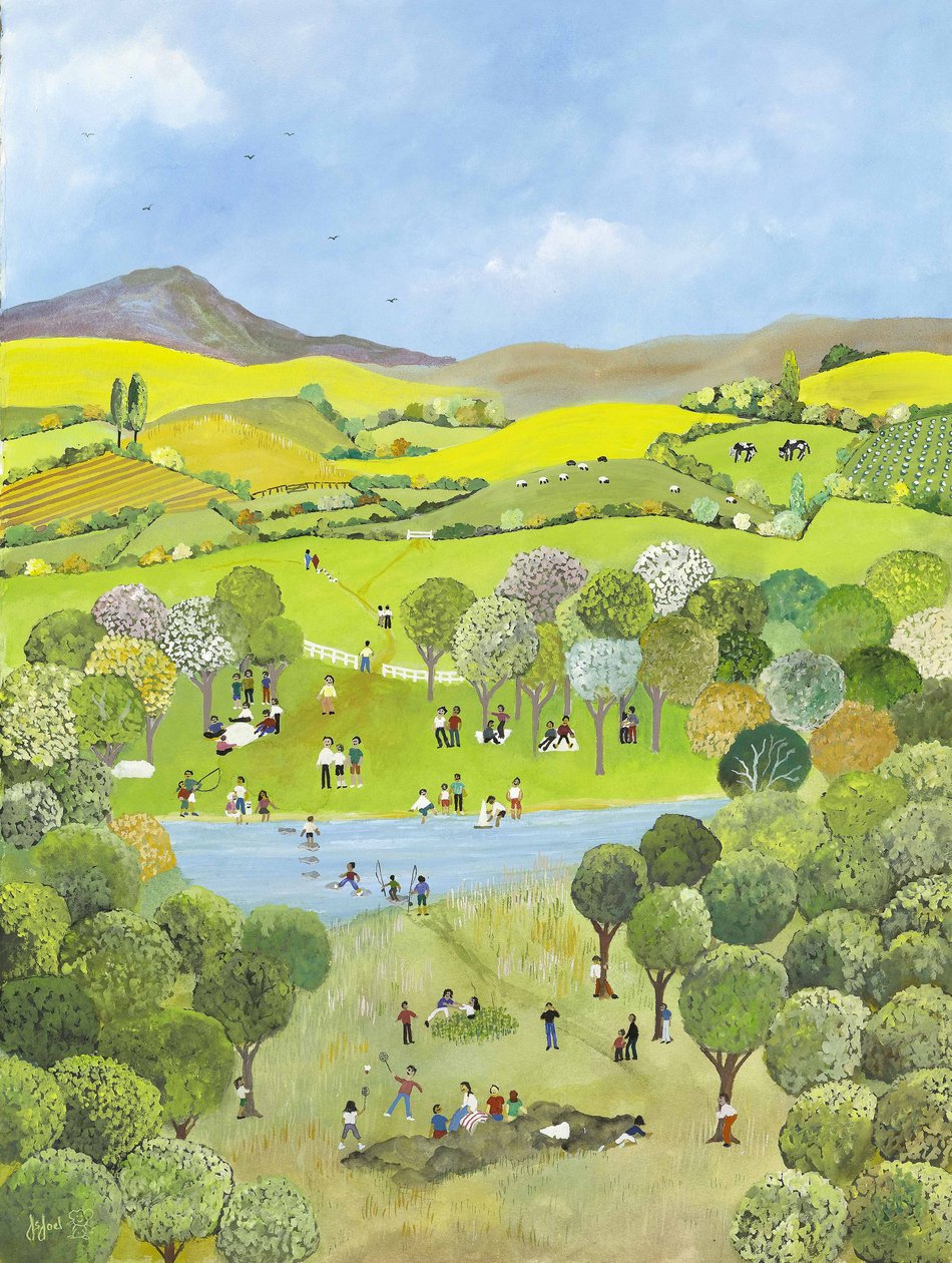 Söndagspicknick, 2009 (Gouache på papper) av Judy Joel