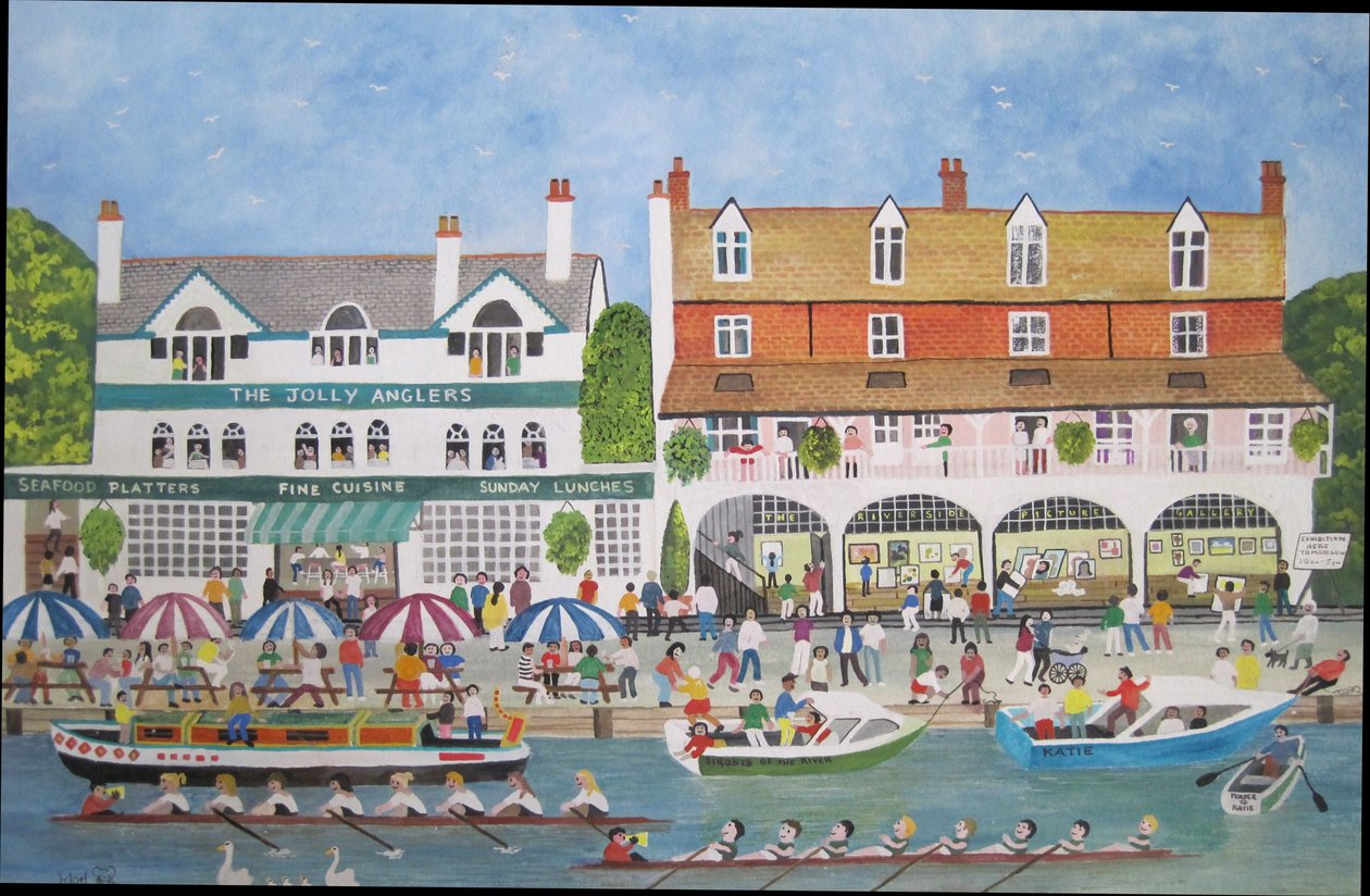 The Riverside at Walton, 2010 (Gouache på papper) av Judy Joel