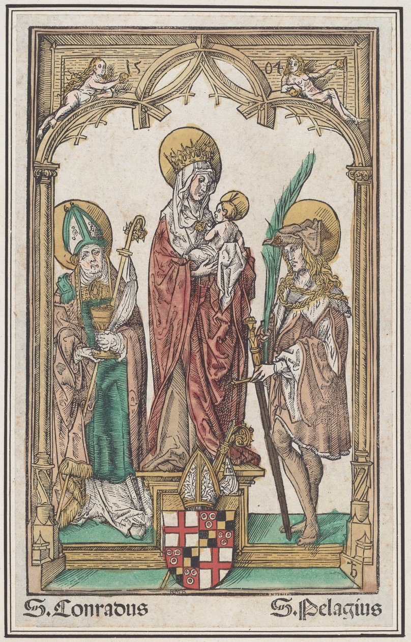 Jungfrun och barnet med den helige Conrad och den helige Pelagius av Jörg Breu the Elder