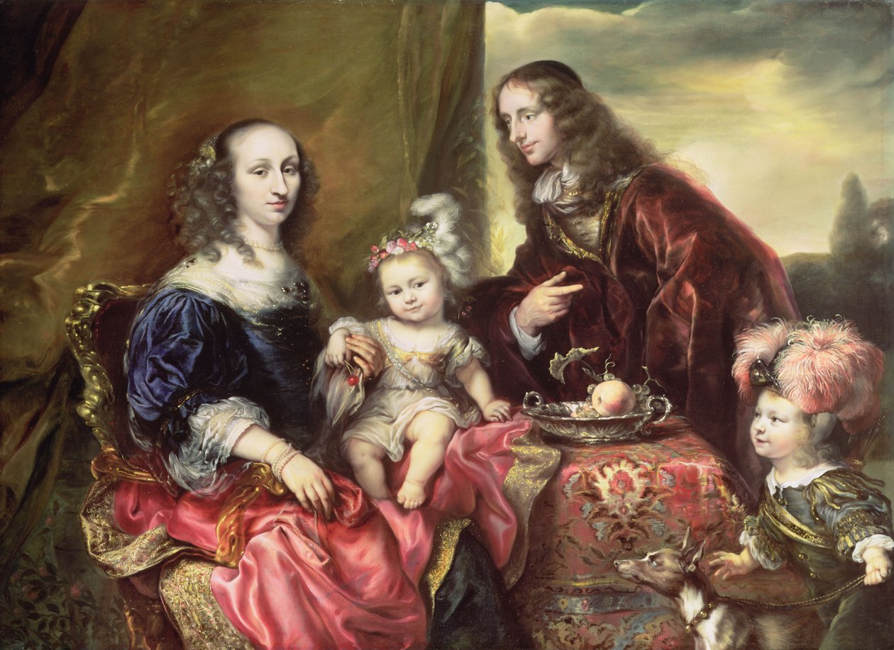 Porträtt av en familj (sägs vara det av överste John Hutchinson (1615-64) 1659 av Jürgen Ovens