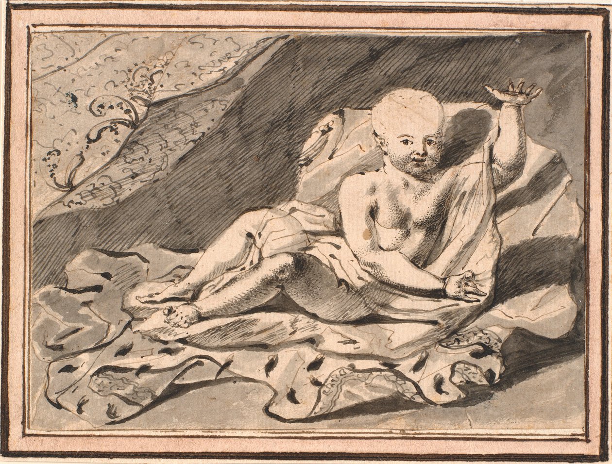 Putti, lutad på hermelinmantel av Jürgen Ovens