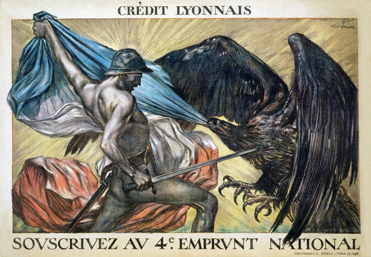 Kredit Lyonnais. Prenumerera på det fjärde nationella lånet, 1918 av Jules Abel Faivre