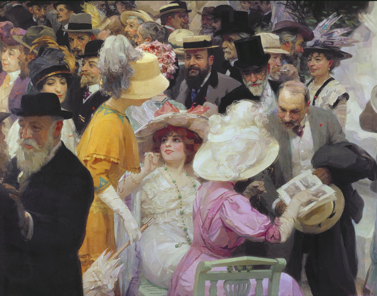 Fredag i den franska konstnärssalongen, 1911 olja på duk detalj av 64809 av Jules Alexandre Gruen or Grun