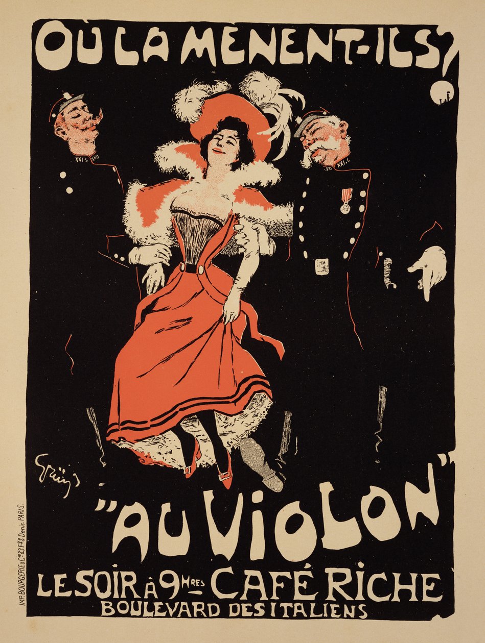 Reproduktion av en affisch som annonserar "Cafe Riche", Boulevard des Italiens, 1897 av Jules Alexandre Gruen or Grun