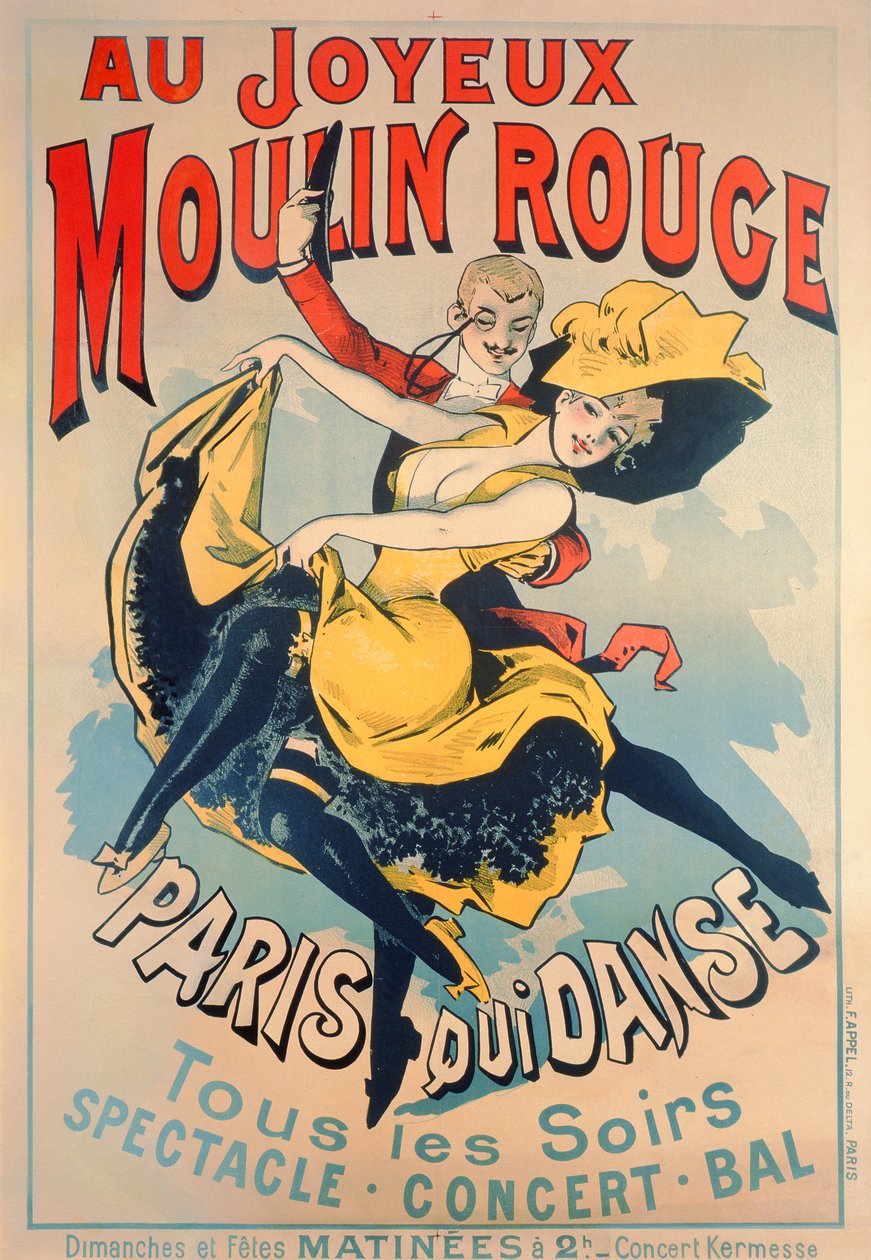 Paris dansar vid Merry Moulin Rouge, c.1890 av Jules Cheret