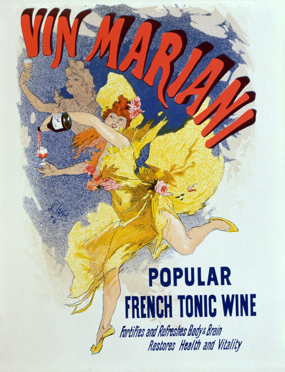 Affisch med reklam för Mariani Wine, ett populärt franskt tonicvin, 1894 av Jules Cheret