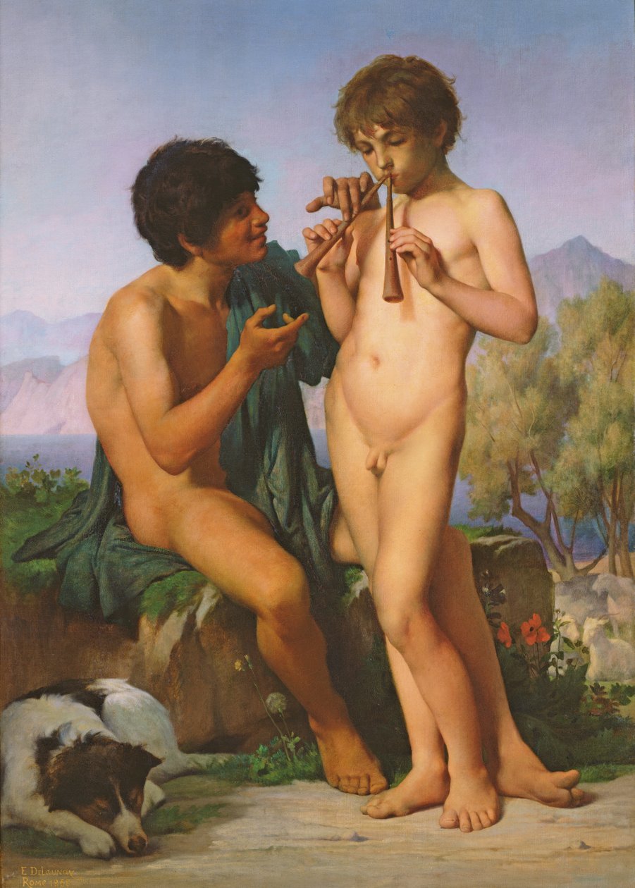 Flöjtlektionen av Jules Elie Delaunay