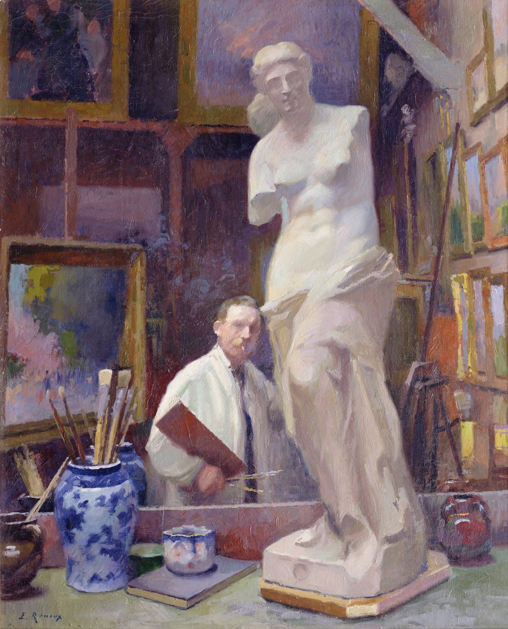 Ernest Renoux i sin studio, 50, rue Saint-Didier av Jules Ernest Renoux