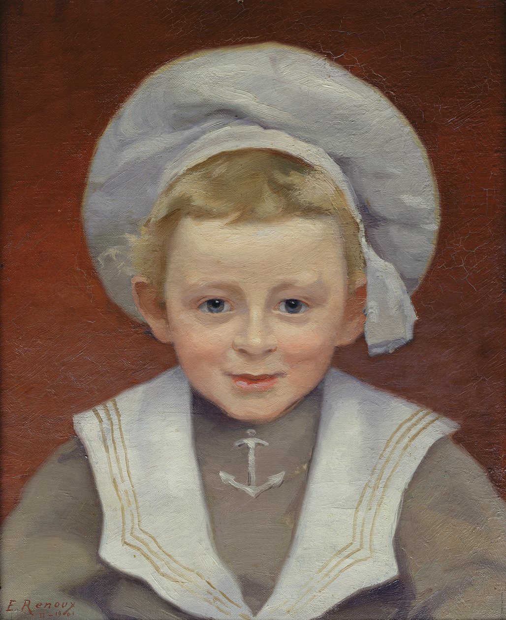Portræt af Marcel i en sømandsdragt, februar 1901 swed av Jules Ernest Renoux