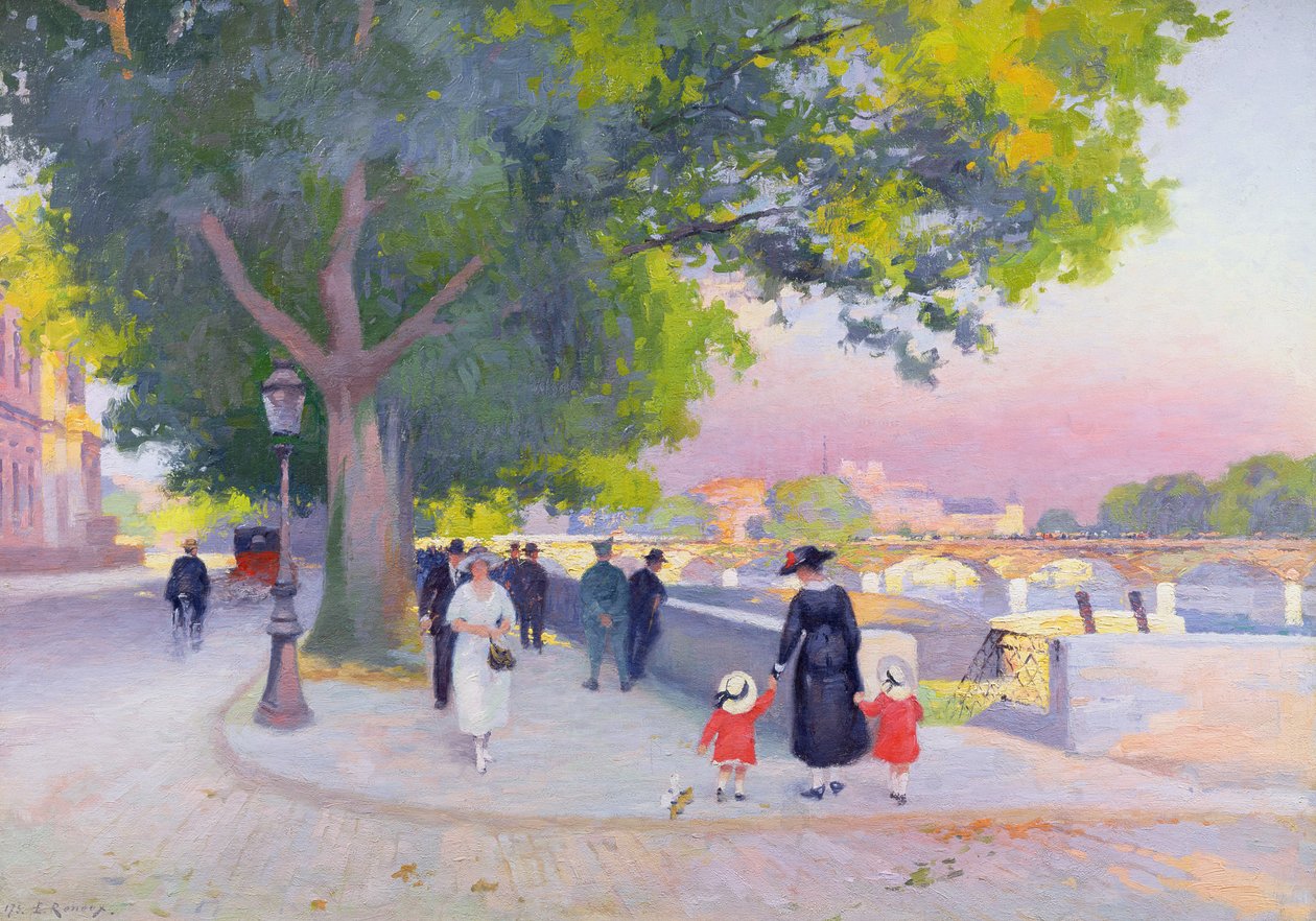 Promenad vid Seines strand i Paris av Jules Ernest Renoux