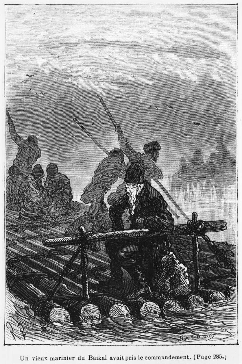 En gammal Baikal-båtsman tog kommandot över flotten, illustration från 