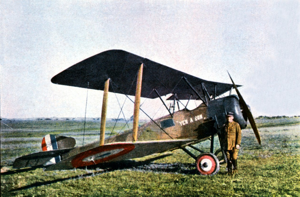 Jaktflygplanet Yen A Bon, ett brittiskt byggt Sopwith som lotsades av löjtnant Pierre Daucourt, Verdun, 1916 (autokrom) av Jules Gervais Courtellemont