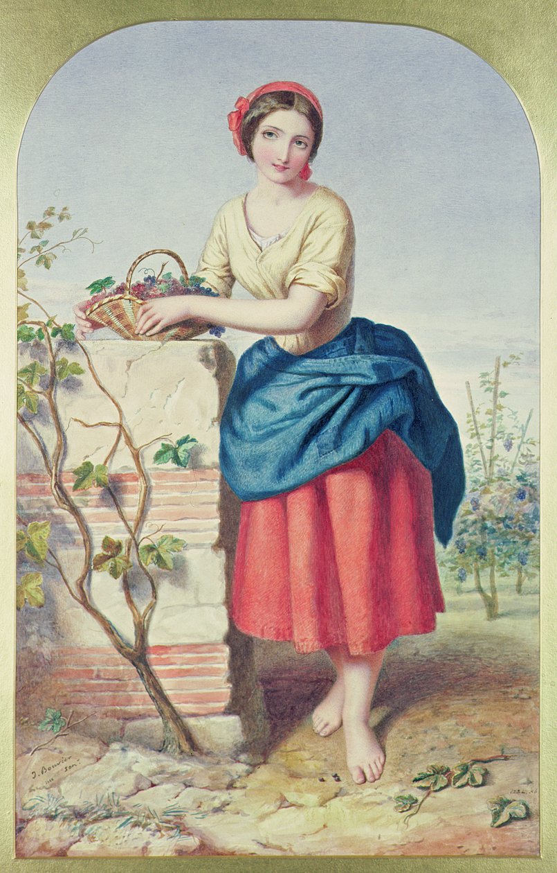 Flicka med druvkorg, 1860 av Jules I Bouvier