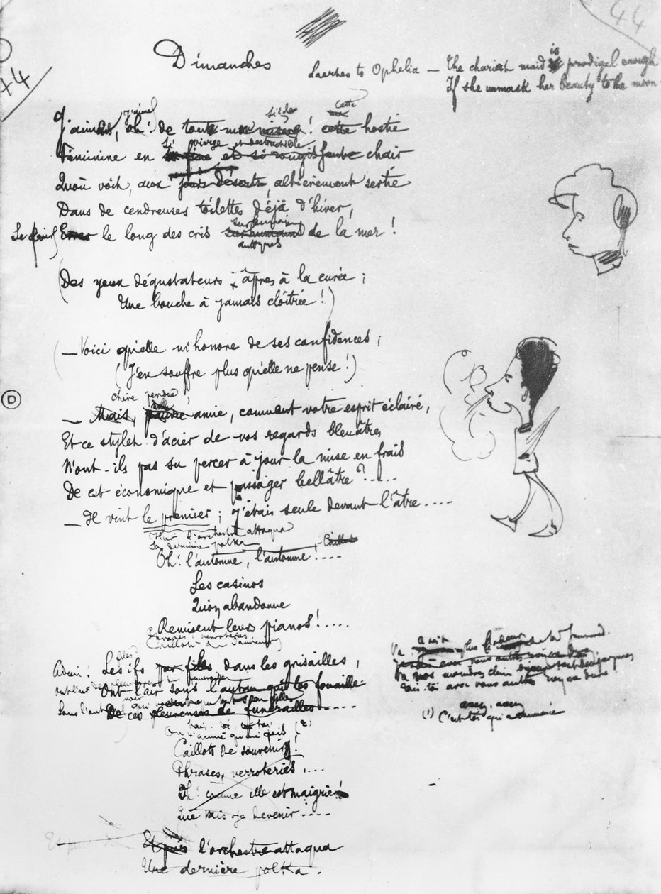 Illustrerat utkast till "Dimanches" från "Les Fleurs de Bonne Volonté". av Jules Laforgue