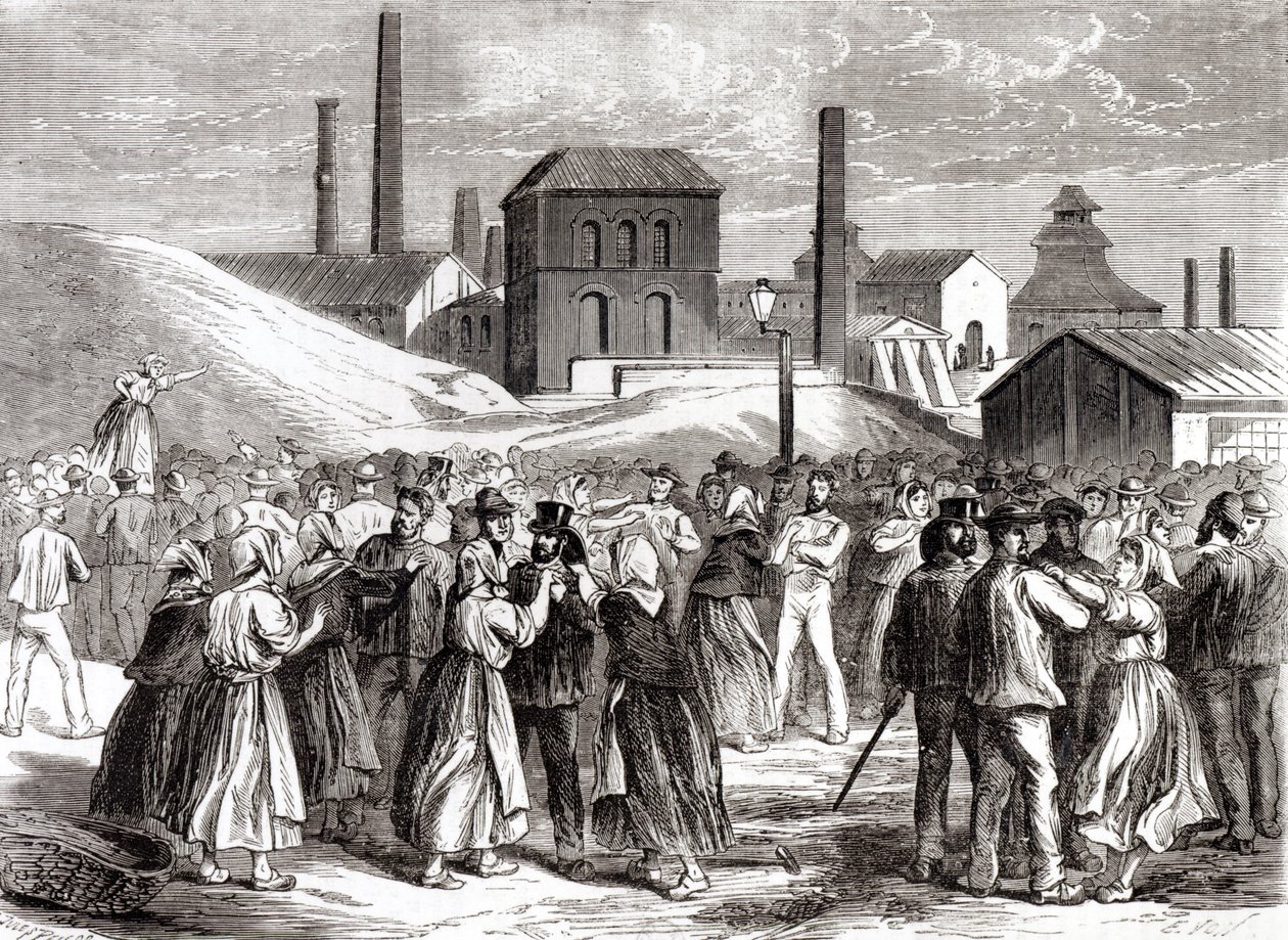 Kvinnor som demonstrerade vid kolgruvan Le Creusot i april 1870 av Jules Pelcoq