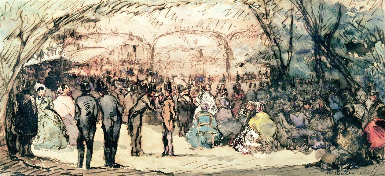 The Bal Mabille (penna och bläck och wc på papper) av Jules de Goncourt