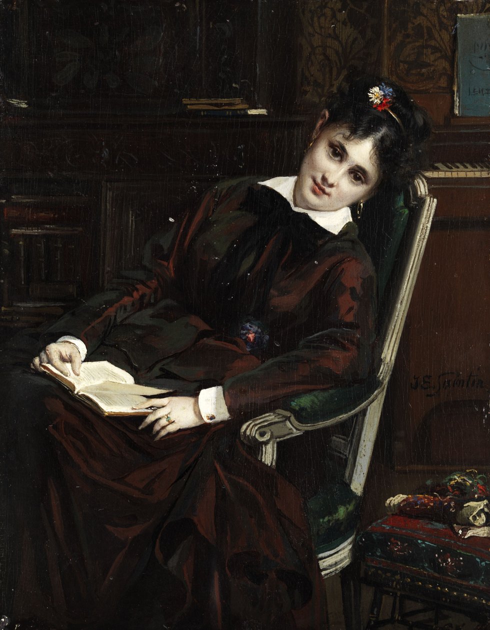 Junge Frau bei der Lektüre av Jules Emile Saintin