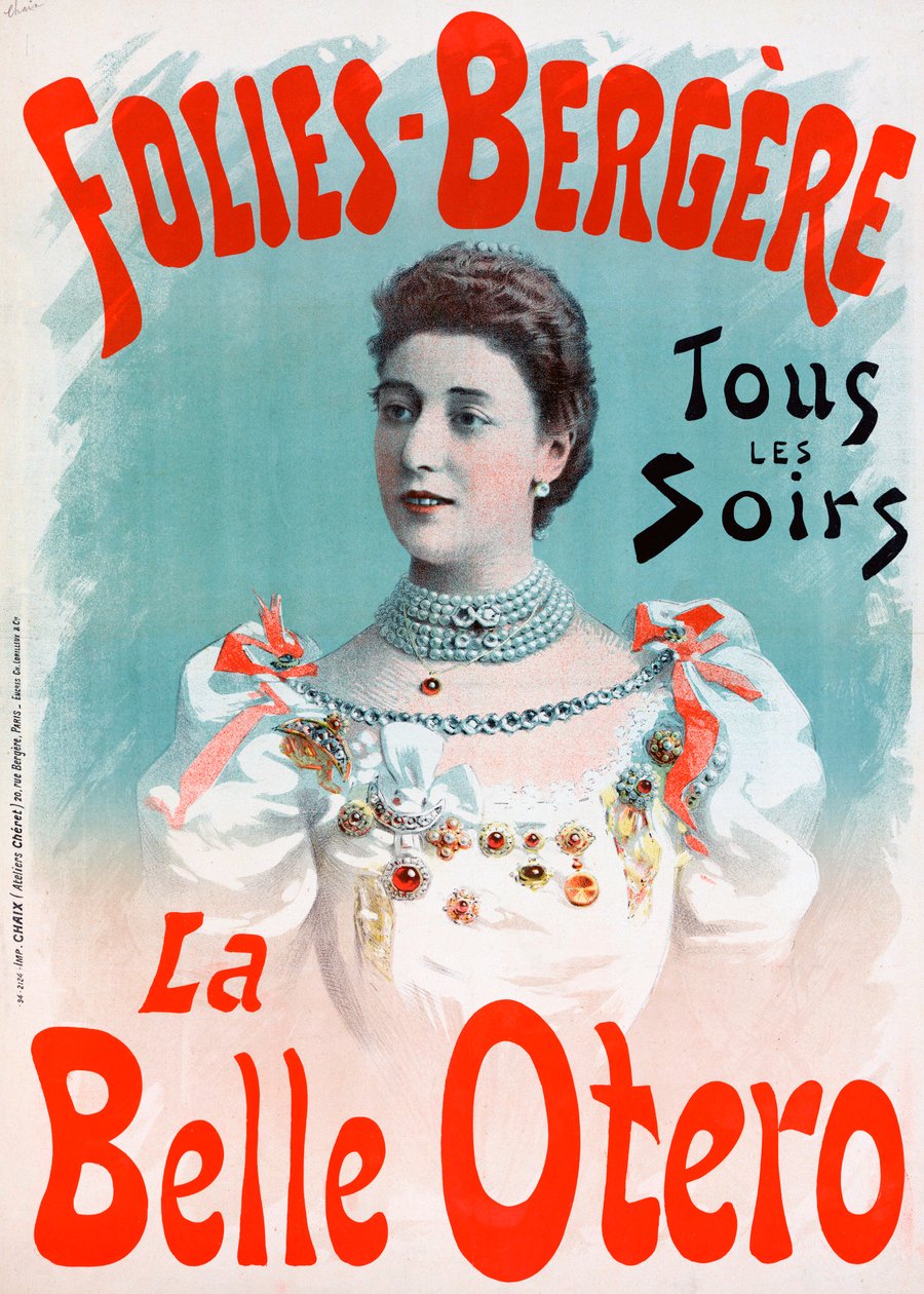 Affischreklam "La Belle Otero" på Folies Bergere - La belle Otero aux folies Bergeres (Caroline Otero av Jules (after) Cheret