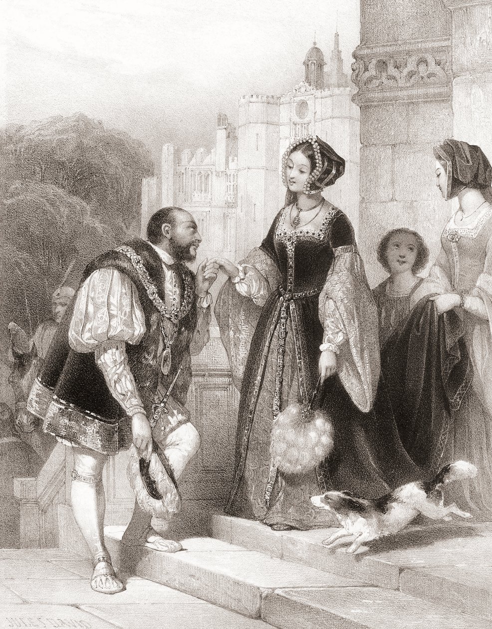 Kung Henrik VIII av England med Anne Boleyn av Jules (after) David