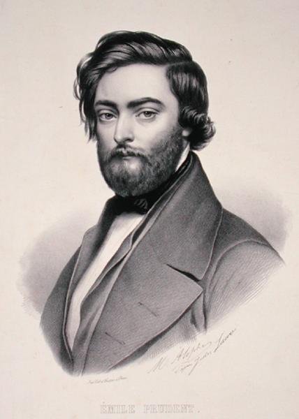Porträtt av Emile Prudent (1817-63) graverad av Marie Alophe (1812-83) (litho) av Jules (after) Laure