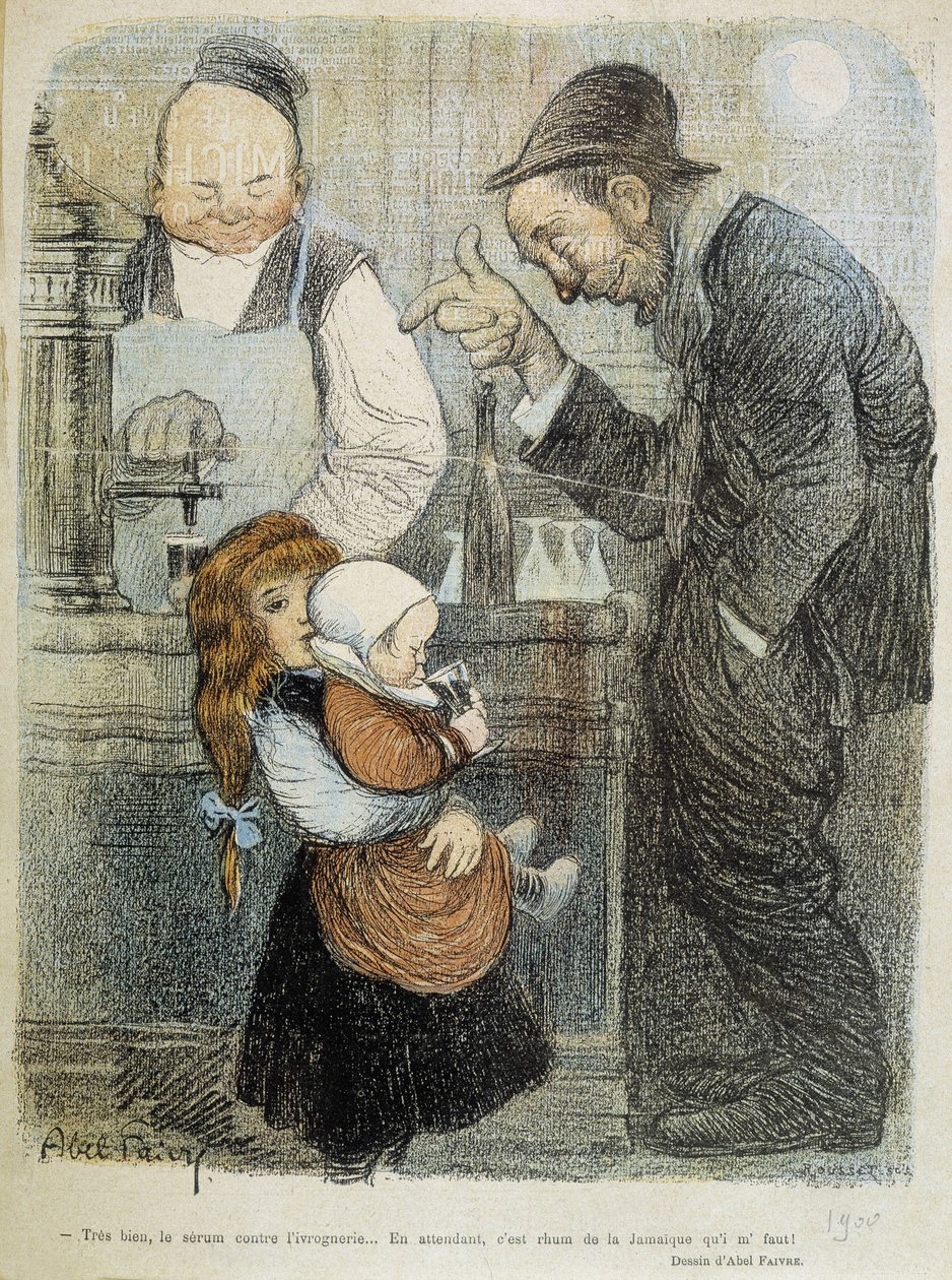 Okej, serumet mot fyllan, under tiden behöver jag en rom från jamaique! - dess. av Abel Faivre (1864-1945) av Jules Abel Faivre
