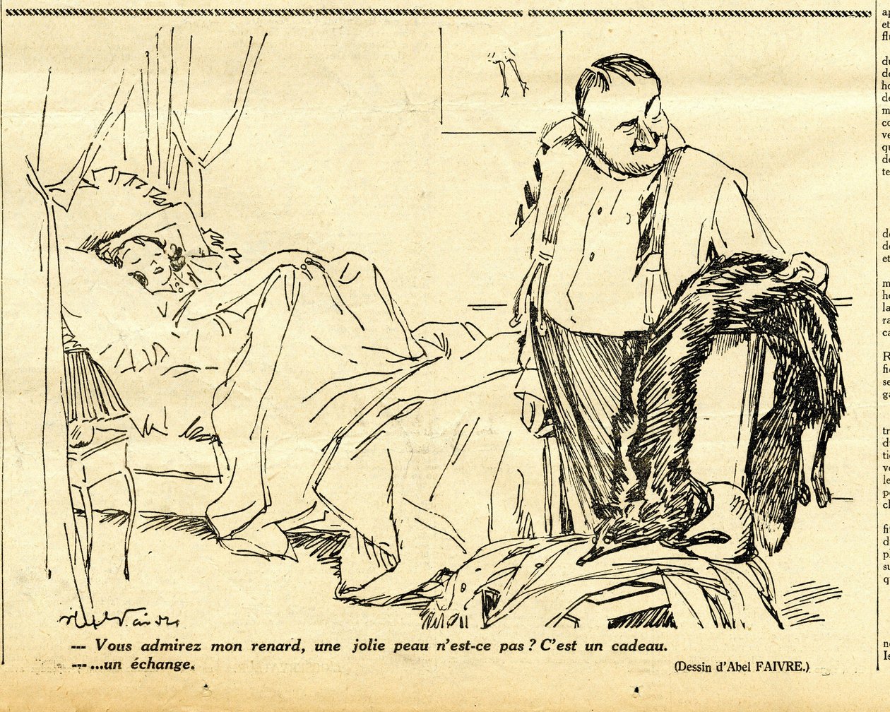 Uppriktig, satirisk i N & B av Jules Abel Faivre
