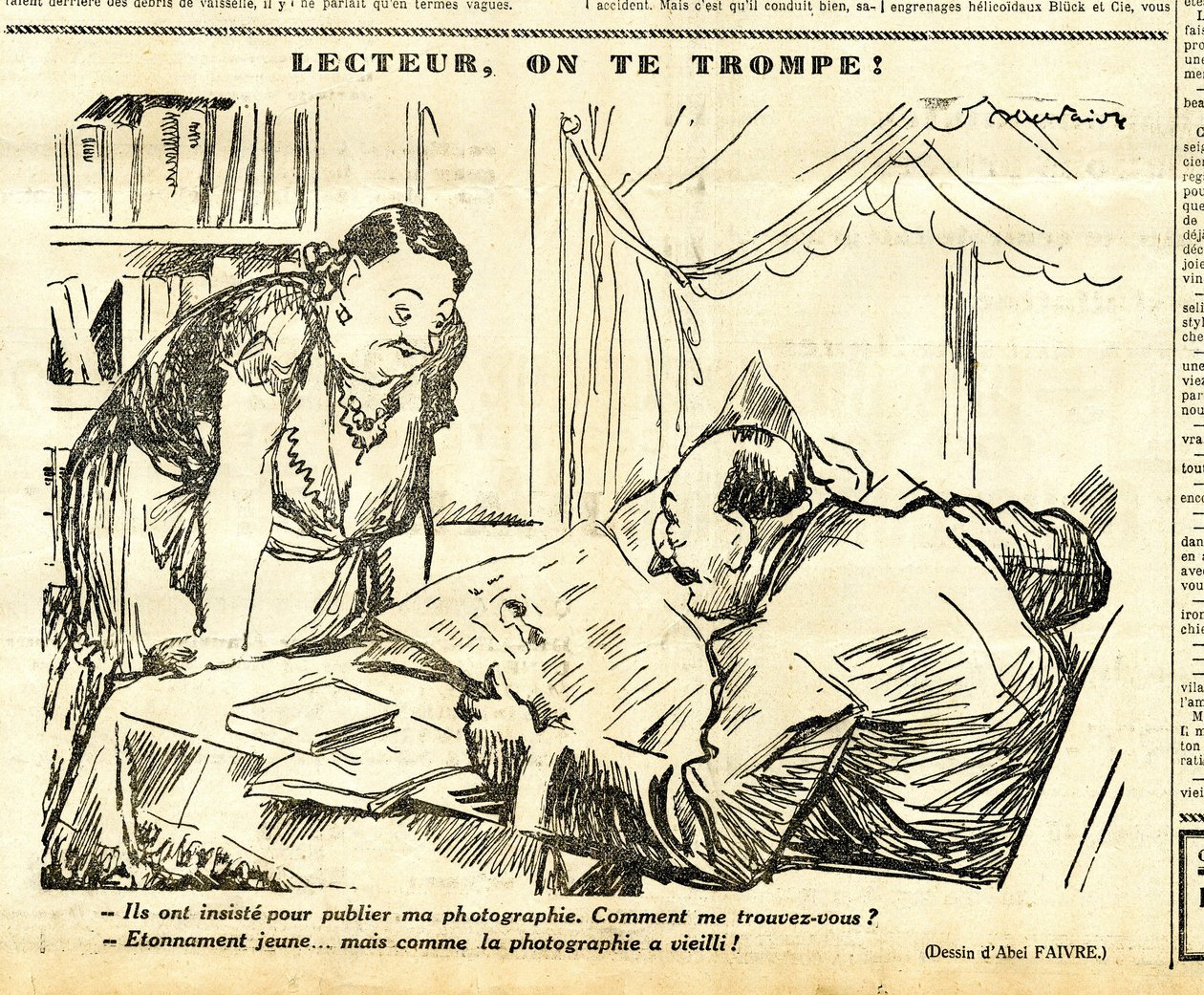 Uppriktig, satirisk i N & B av Jules Abel Faivre
