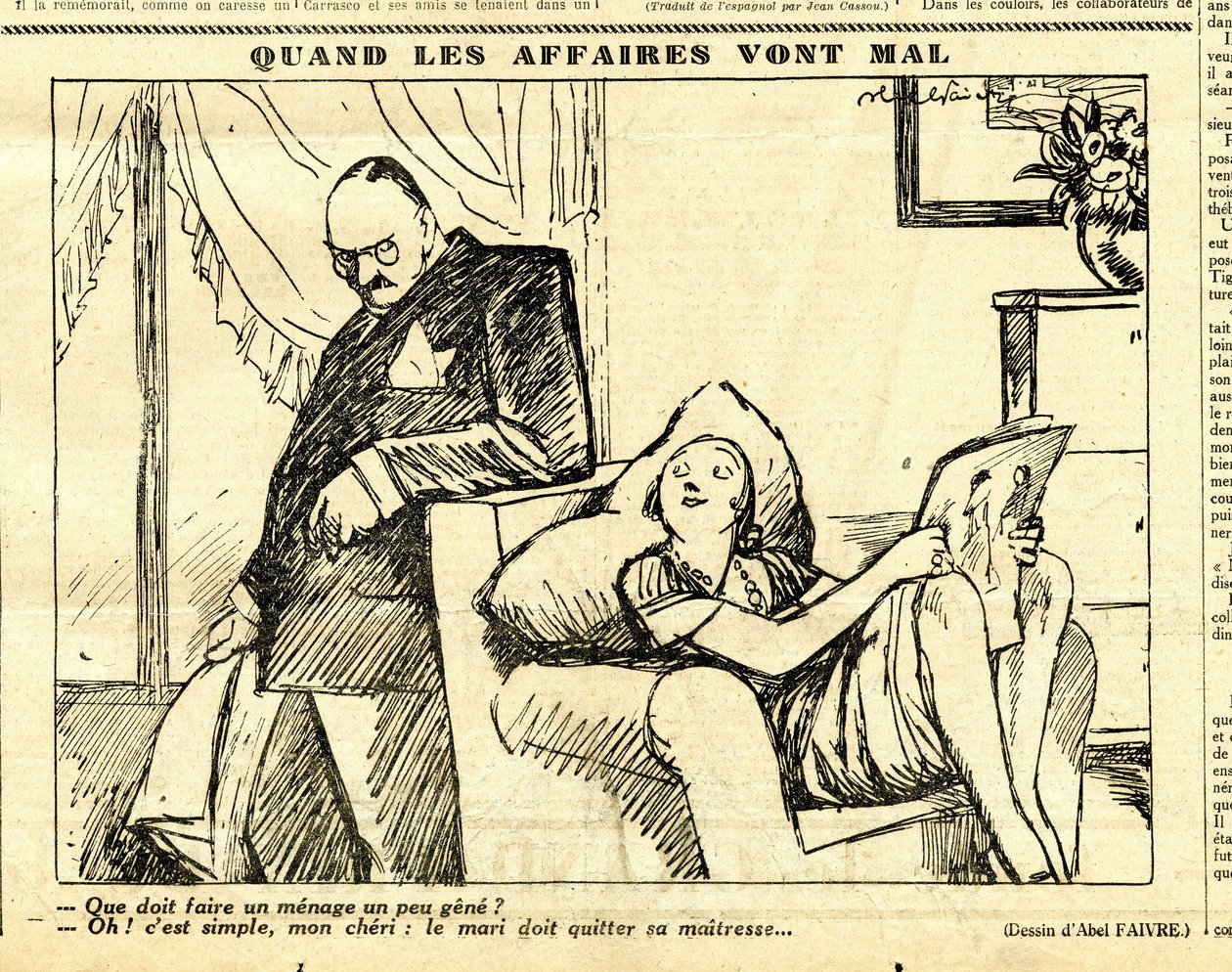 Uppriktig, satirisk i svartvitt av Jules Abel Faivre