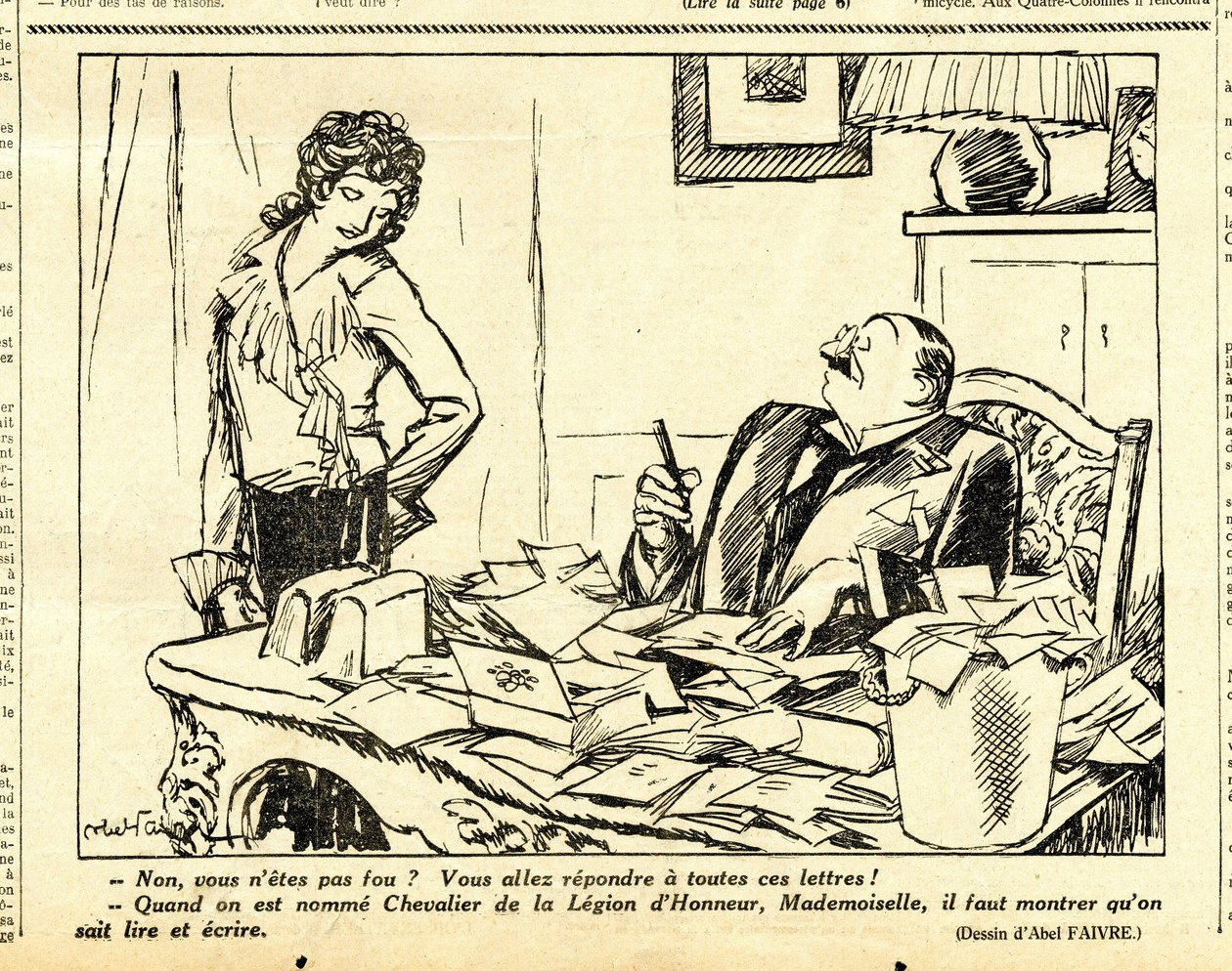 Uppriktig, satirisk i svartvitt av Jules Abel Faivre