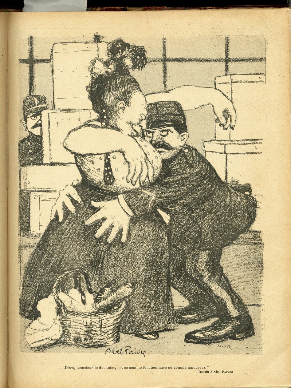 Illustration av Abel Faivre (1867-1945) i Le Rire av Jules Abel Faivre