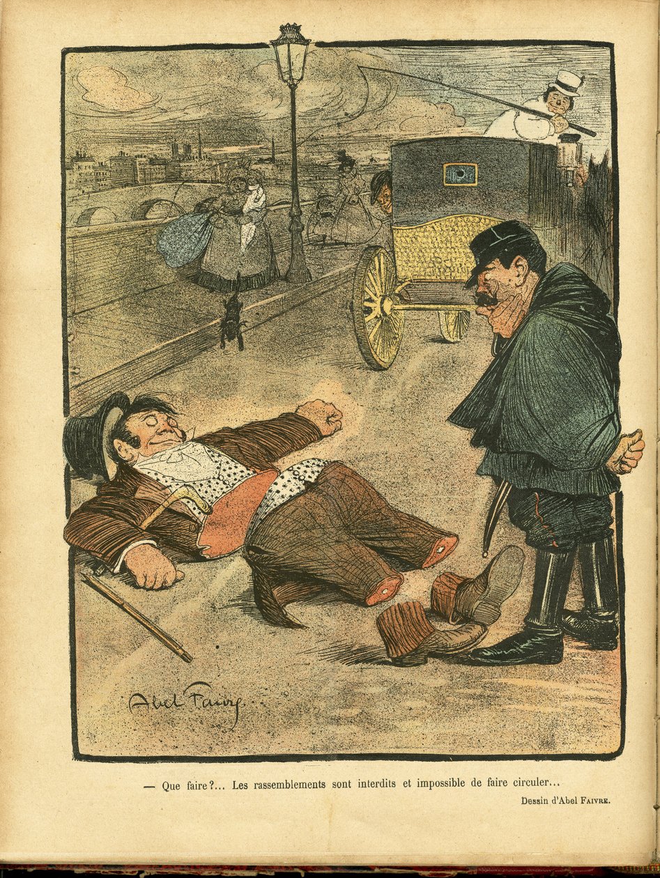 Illustration av Abel Faivre (1867-1945) i Le Rire av Jules Abel Faivre