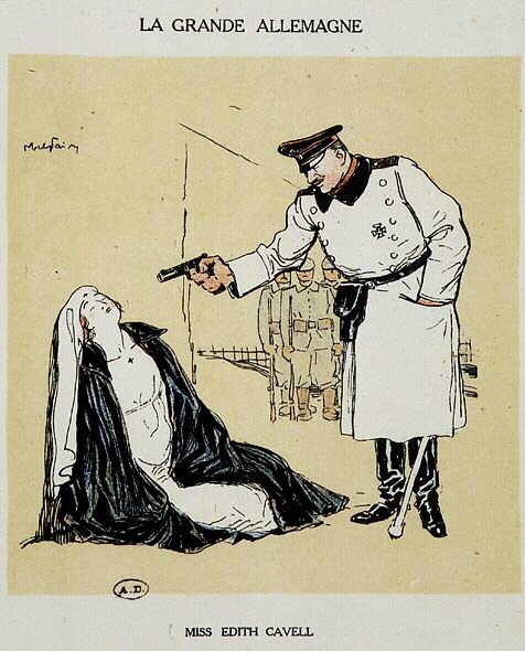 Miss Edith Cavell avrättad av tyskarna, bild av Abel Faivre (1864-1945). av Jules Abel Faivre