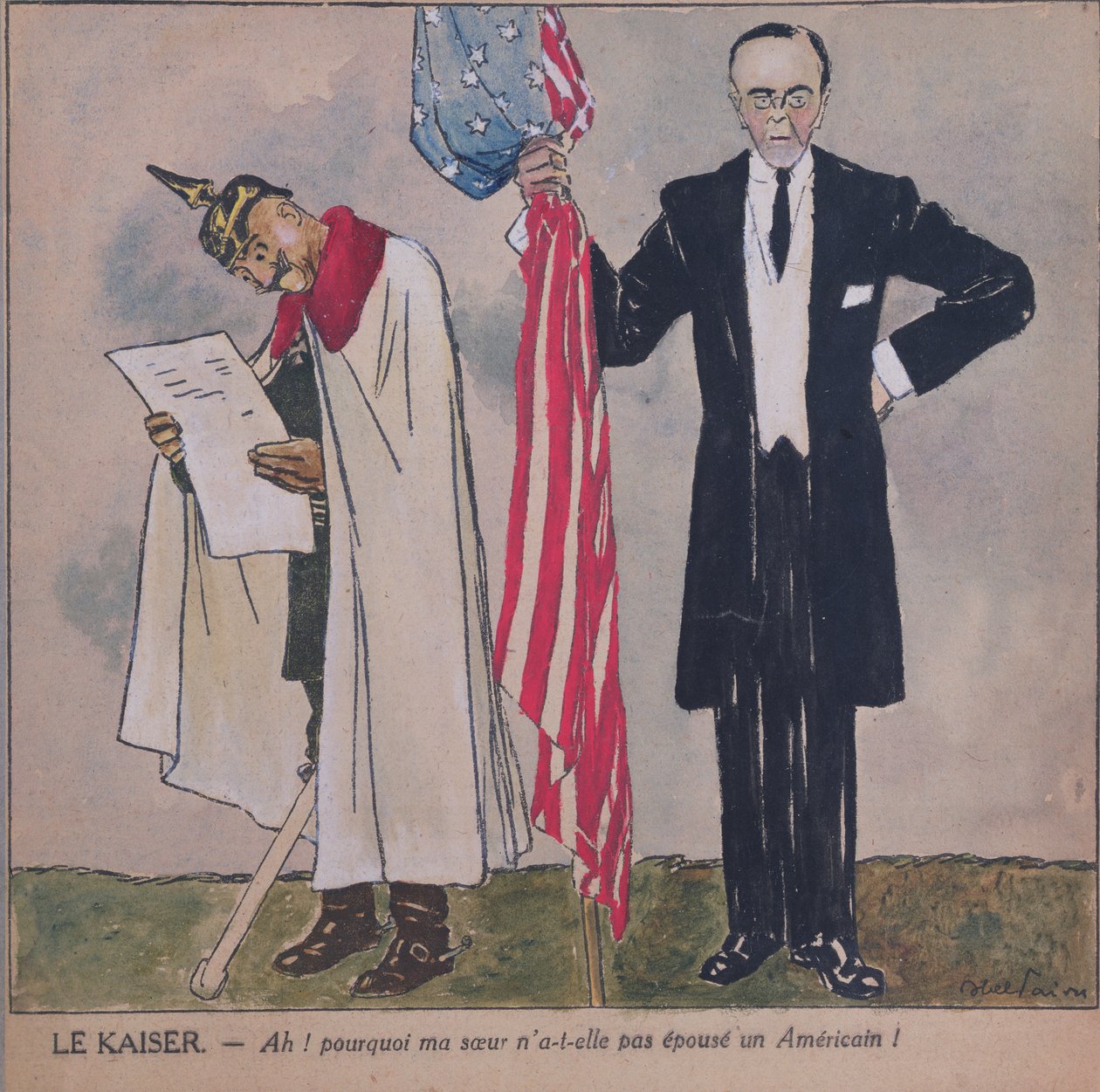 President Woodrow Wilson (1856-1924) och Kaiser Wilhelm II (1859-1941) ca 1917 av Jules Abel Faivre