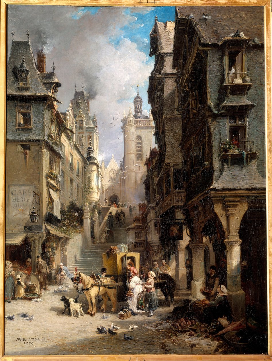 A rue de Morlaix 1830 Målning av Jules Achille Noel (1815-1881) 1830 Quimper, Museum of Fine Arts av Jules Achille Noel