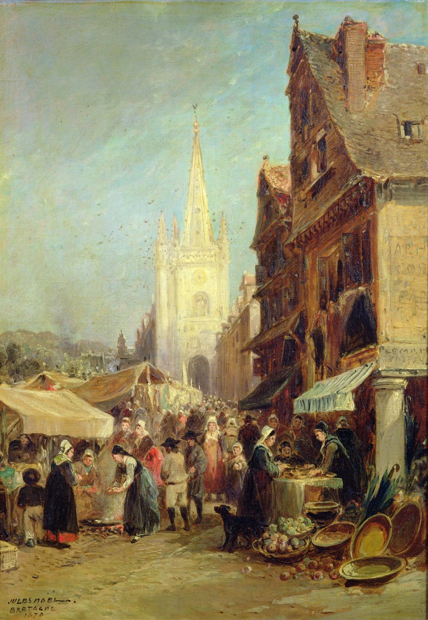Marknad vid Hennebont av Jules Achille Noel