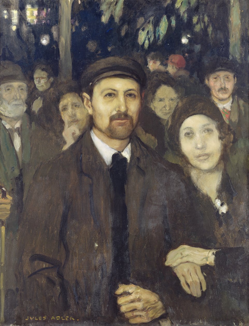 En kväll på Cafe Victor (olja på duk) av Jules Adler