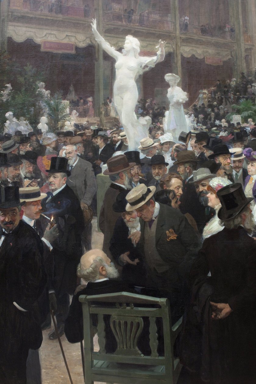 En fredag på salongen des artistes francais. Målning av Jules Alexandre Grun (1868-1939), Olja på duk, fransk konst av Jules Alexandre Gruen or Grun