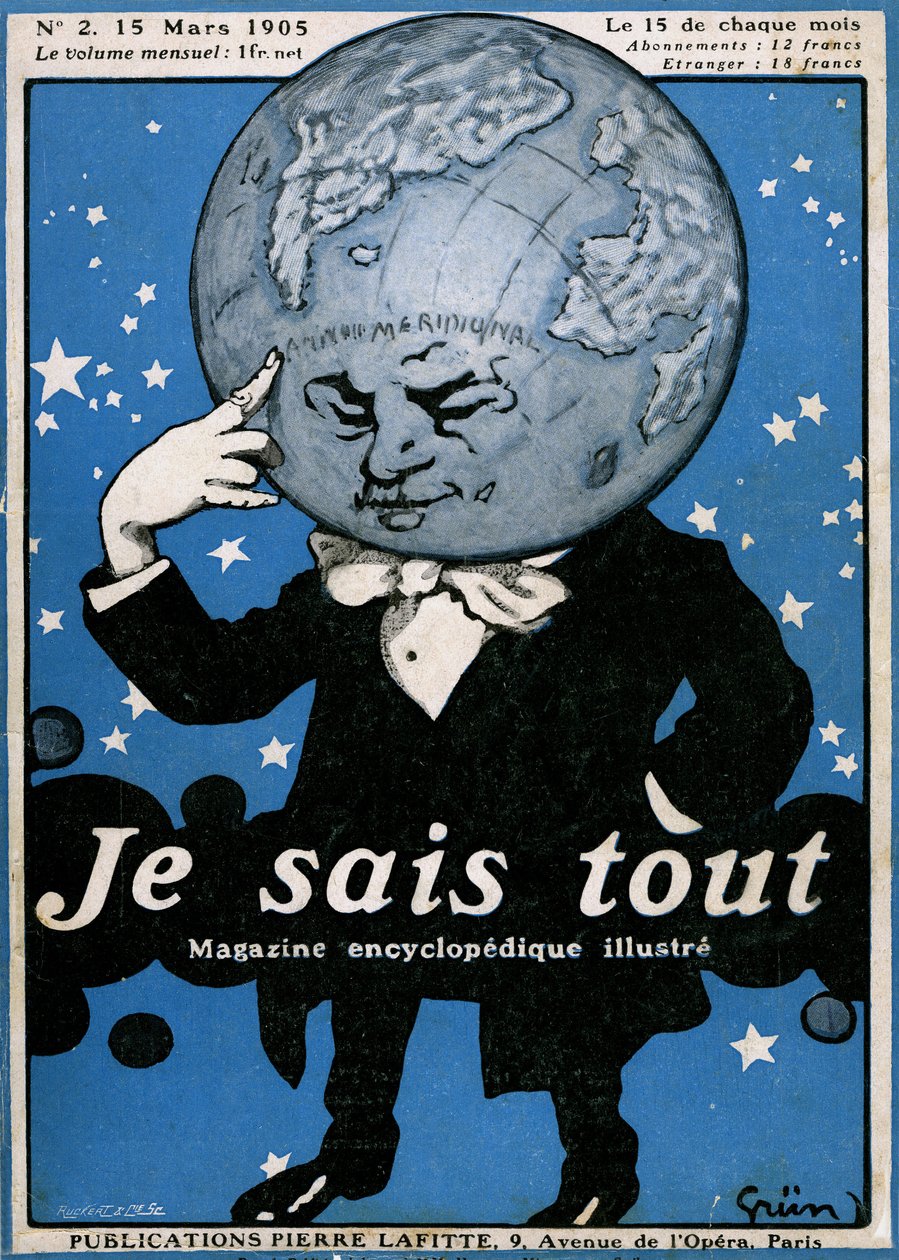 Omslag till den berömda encyklopediska tidskriften "Je sais tout" N°2, 15 mars 1905 av Jules Alexandre Gruen or Grun