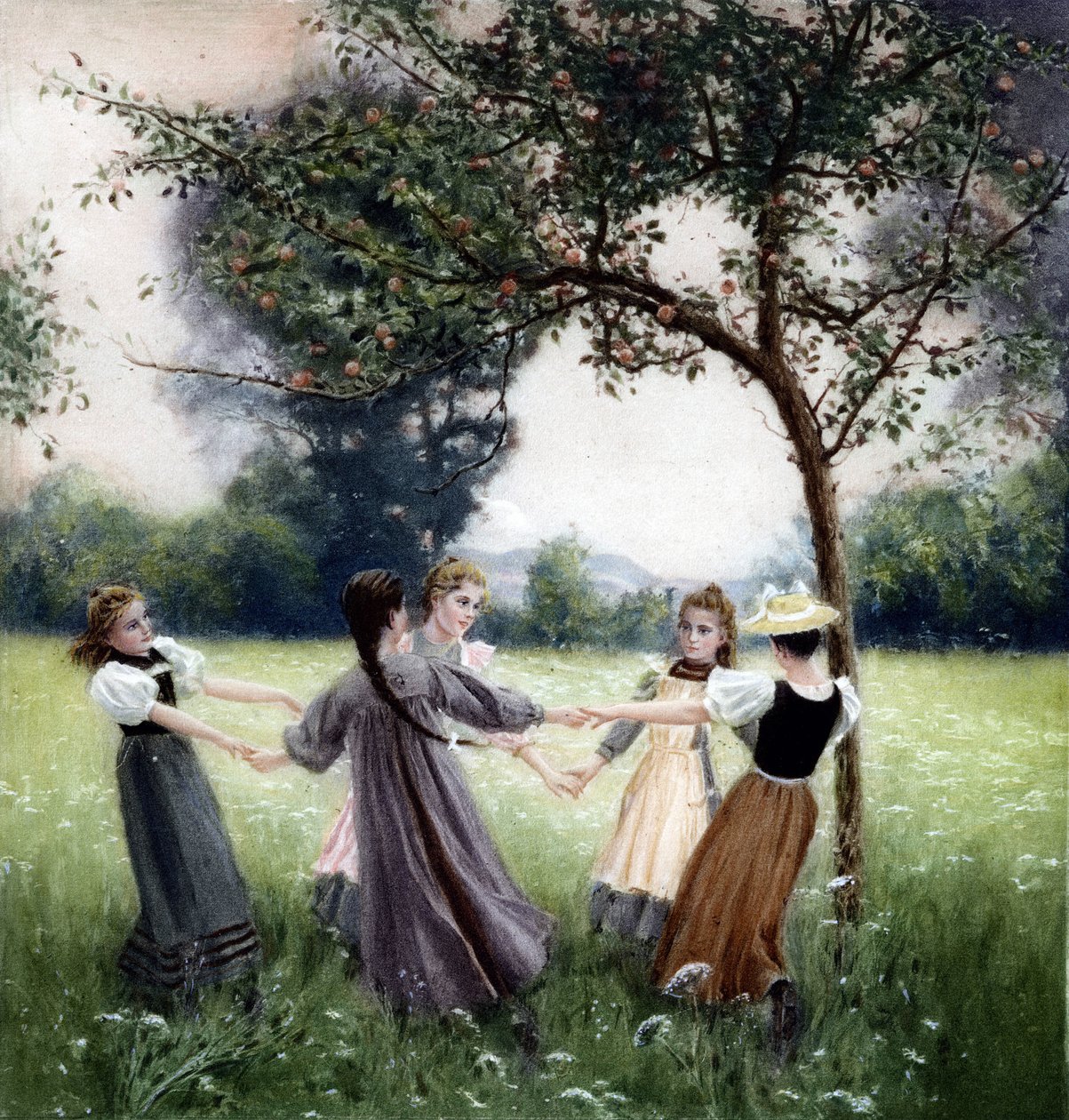 Girotondo (rundan). Målning av J.-A. Meunier av Jules Alexis (after) Meunier