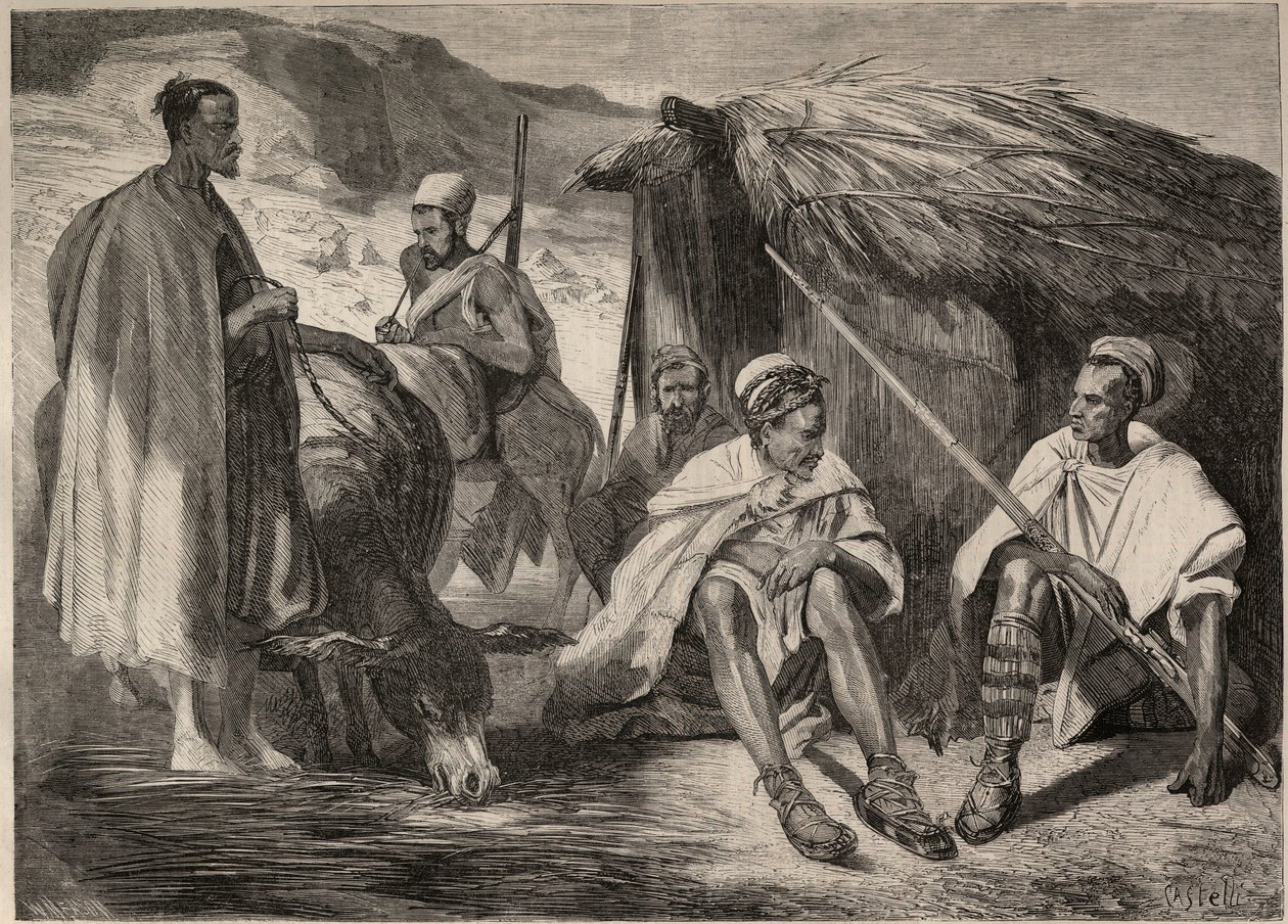 Kabylstammar i Algeriet 1857. Gravyr efter teckning av Jules Rigo. Gravyr i ”Le Monde illustrious”” från 1857. Privat samling. av Jules Alfred Vincent (after) Rigo