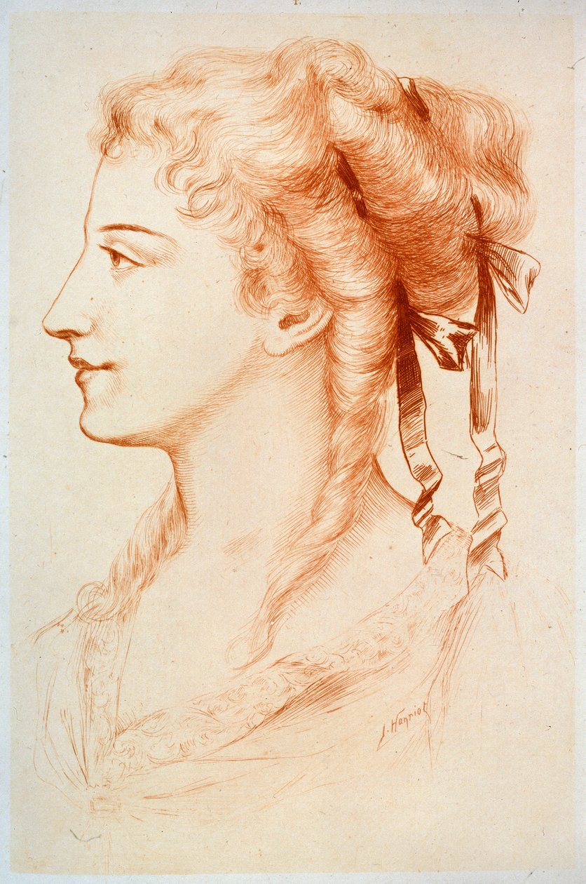 Porträtt av en ung dam, 1800-talet. av Jules Armand Hanriot