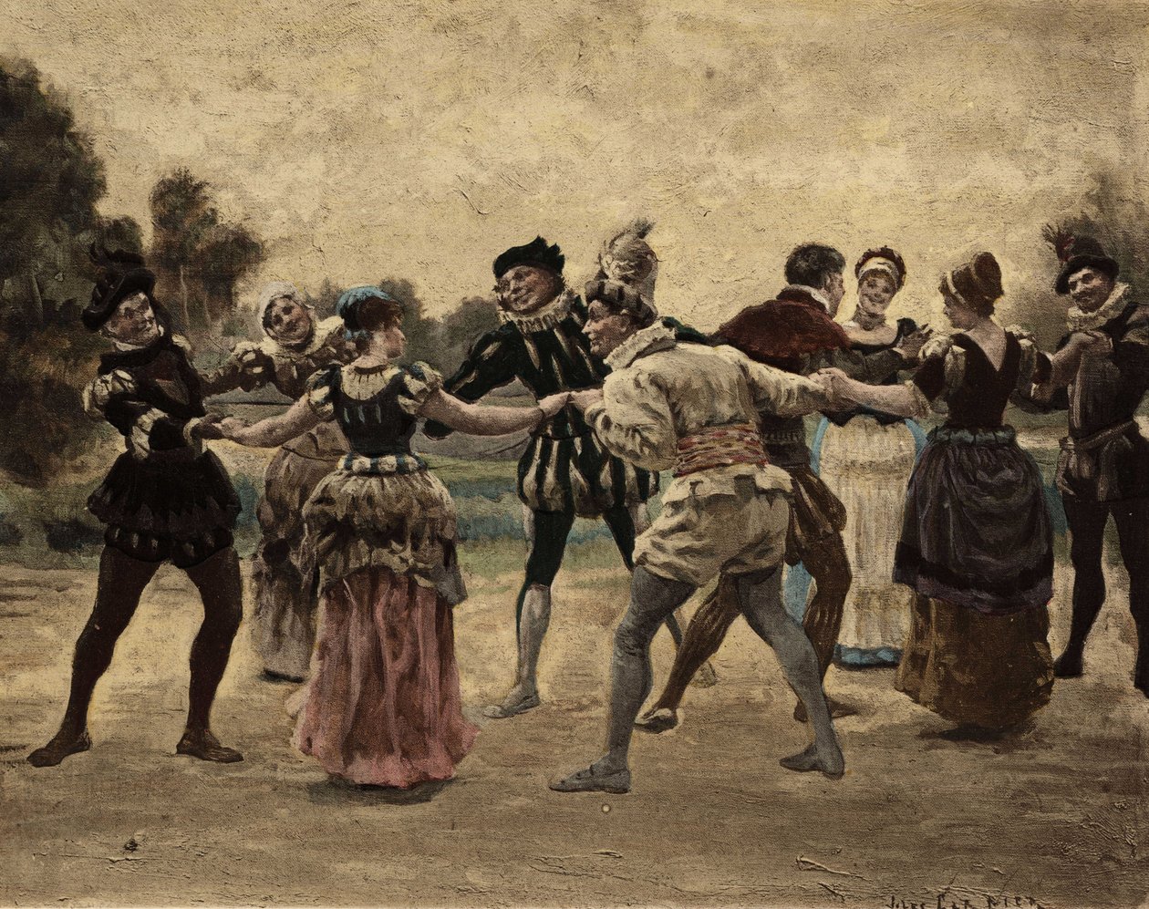 Män och kvinnor spelar furon. Gargantua. Illustration av Jules Garnier. I "Rabelais et l