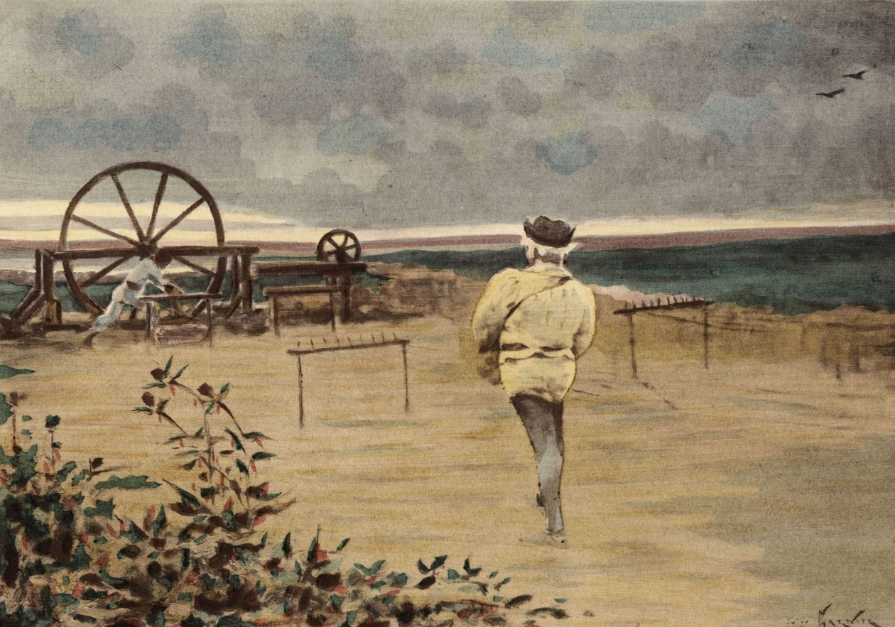 Beredning av växten med namnet Pantagruelion. Pantagruel. Illustration av Jules Garnier. I "Rabelais et l
