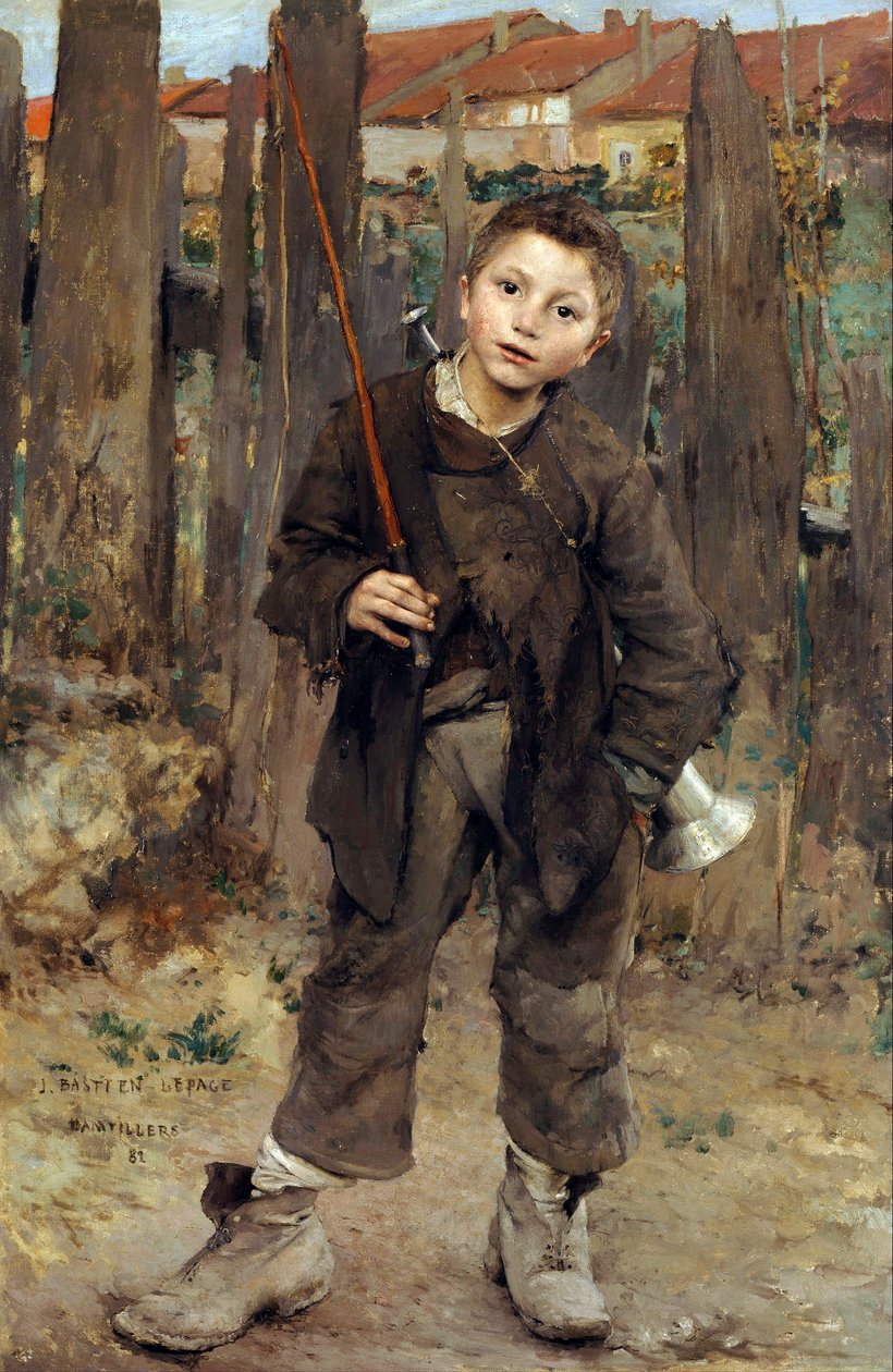 Pas Meche (Nothing Doing) Liten pojke som arbetar med släphästar som drar pråmar målning av Jules Bastien-Lepage (Bastien Lepage) (1848-1884) - 1882 - Olja på duk Dim 132,1x89,5 cm National Gallery of Scotland, Edinburgh av Jules Bastien Lepage