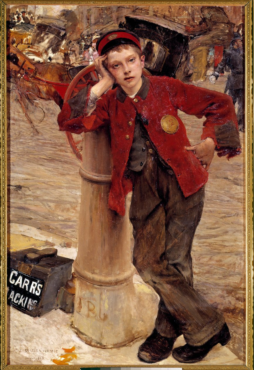 Den lilla engelska skoputsarmålningen av Jules Bastien Lepage (1848-1884) 1882 Sön. 0,89x1,32 m Paris, Dekorativ konst av Jules Bastien Lepage
