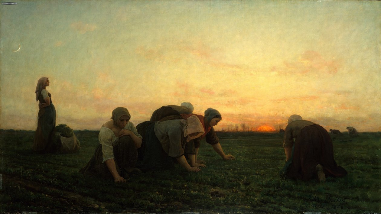 Franska: Les Bineuses / Les Sarcleuses Ogräsrensarna av Jules Breton