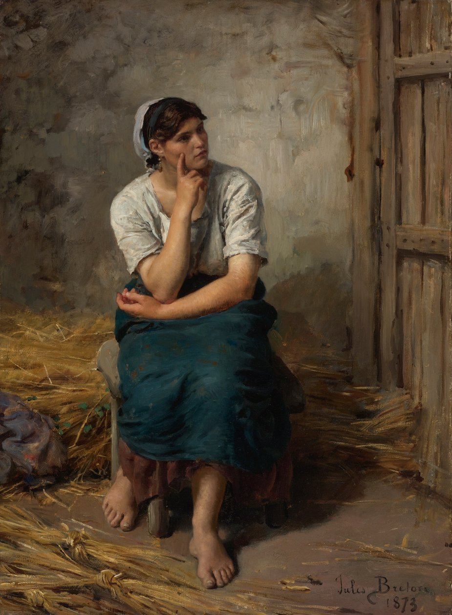 Franska: Paysanne au Repos Bondeflicka som vilar av Jules Breton