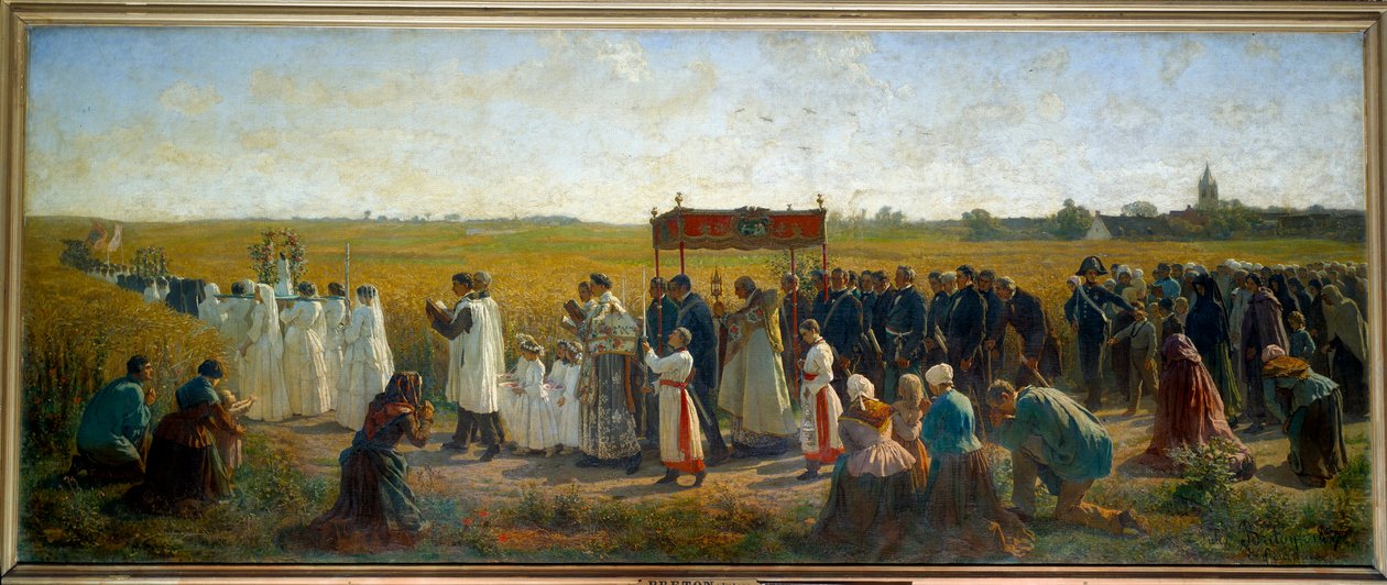 Vetets välsignelse i Artois-målning av Jules Breton (1827-1906) 1859 Sön. 1,3x3,2 m Arras, Museum of Fine Arts av Jules Breton